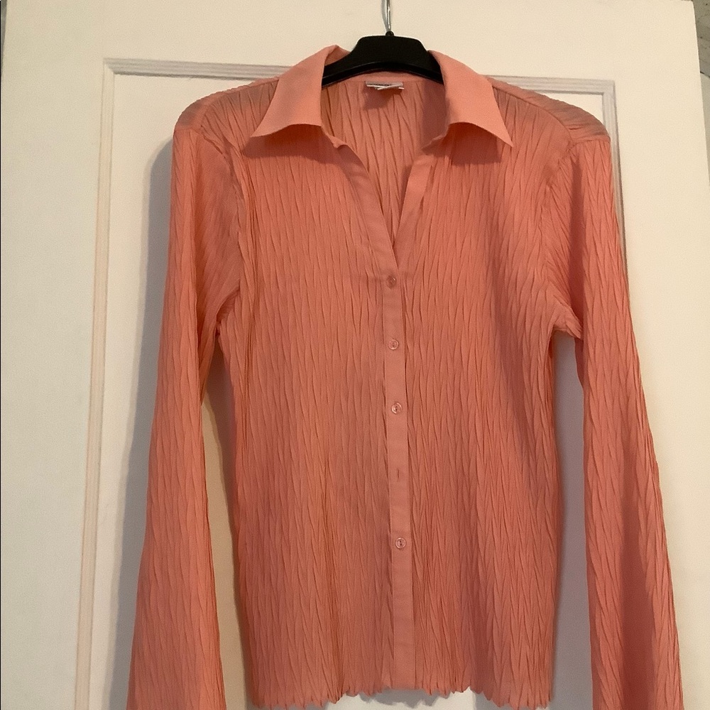 Nicola Peach-colored Long Sleeve Button Down Womens’ Shirt